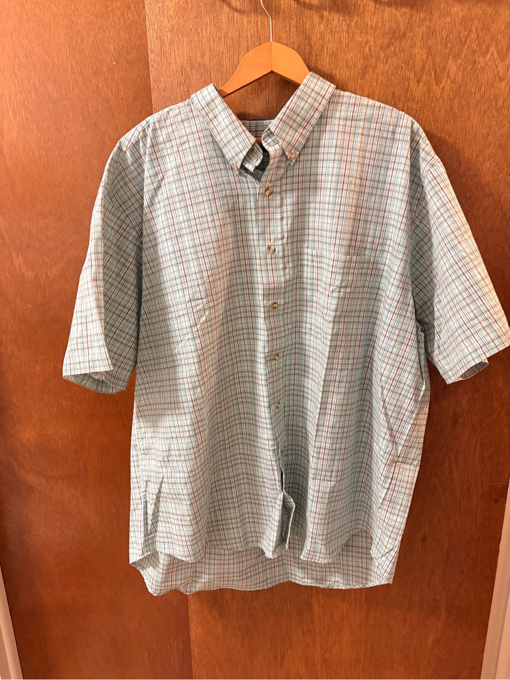 Men's Short-Sleeve Button-Down Plaid Shirt - Light Blue(npt)
